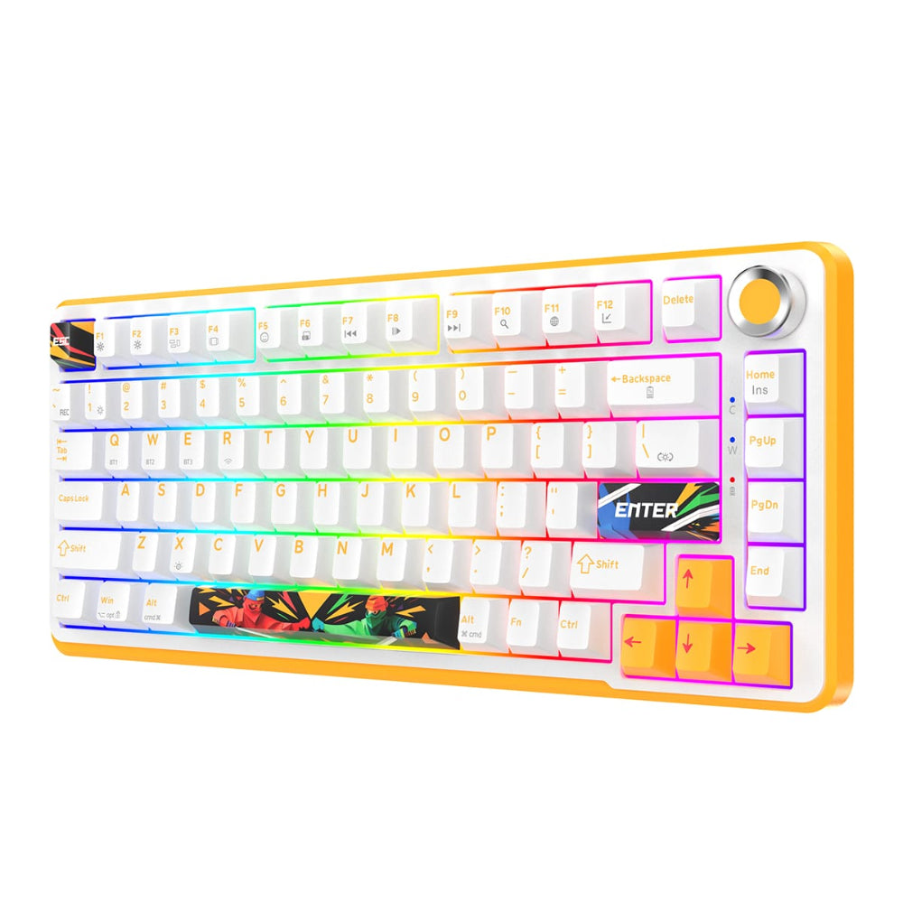 COSMIC BYTE Arcturus 75% Tri-Mode Mechanical RGB Wireless Gaming Keyboard ( White / Amber ) ( Outemu Custom Yellow ) ( TCBP03566 ) – TechCure India