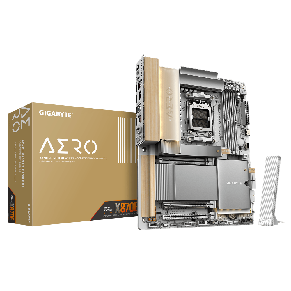 GIGABYTE X870E Aero X3D Wood ATX Wifi7 DDR5 AMD Motherboard – TechCure India