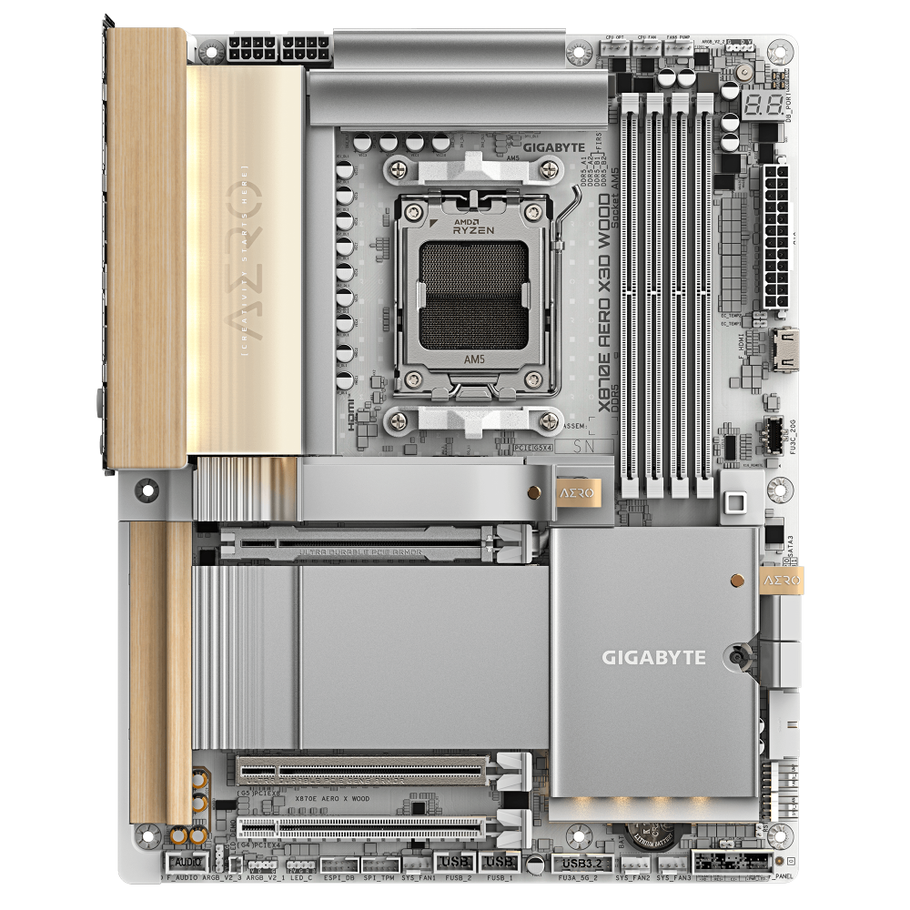 GIGABYTE X870E Aero X3D Wood ATX Wifi7 DDR5 AMD Motherboard – TechCure India