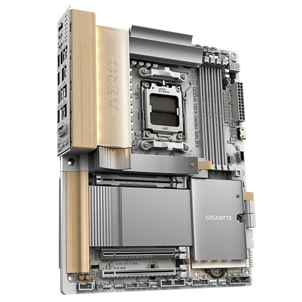 GIGABYTE X870E Aero X3D Wood ATX Wifi7 DDR5 AMD Motherboard – TechCure India