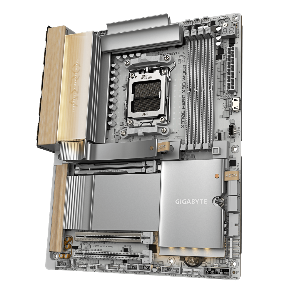 GIGABYTE X870E Aero X3D Wood ATX Wifi7 DDR5 AMD Motherboard – TechCure India