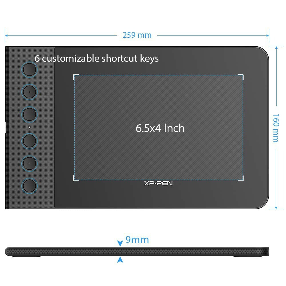 XP-PEN StarG640S Android Supported Graphics Drawing Tablet Pen Tablet, 6 Shortcut Keys, 8192 Levels of Pressure Sensitivity, Battery-Free Stylus and 20 Replacement nibs (Black, 6x4 Size) – TechCure India