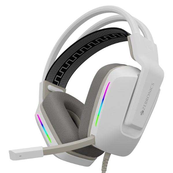 ZEBRONICS Havoc Premium Gaming Over ear Headphone with Dolby Atmos Subscription, 50mm Neodymium Drivers, Extra Soft Ear Cushion, Suspension Headband,Braided Cable (White) – TechCure India
