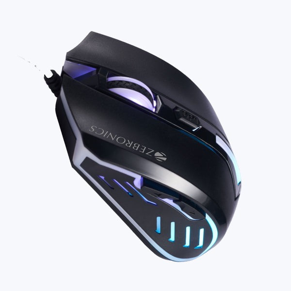 ZEBRONICS Sniper High Precision Wired Gaming Mouse with 6 Buttons, Multicolor LED Lights, DPI Switch with 800/1200/1600/2400 DPI’s, Plug & Play, 1 Million Clicks, 87 Grams Light Mouse – TechCure India