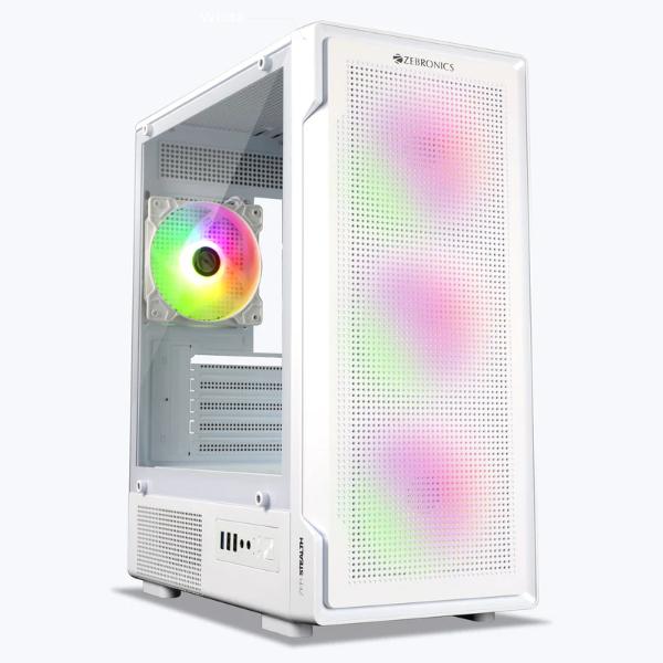 ZEBRONICS Stealth ARGB MATX Mini Tower Cabinet ( White ) – TechCure India