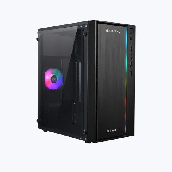 ZEBRONICS Zeb-Hail Mid-Tower Premium Gaming Cabinet-Black – TechCure India
