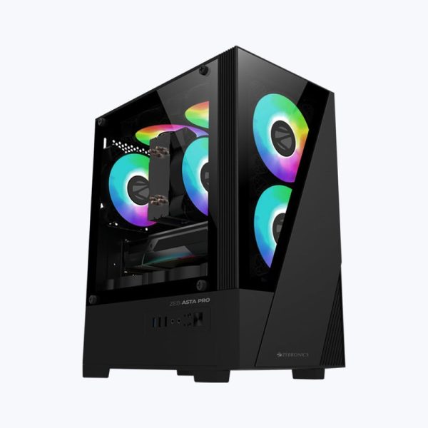 Zebronics Zeb Asta Pro mATX Mini Tower Tempered Glass Gaming Cabinet With RGB LED Fans (Black) – TechCure India