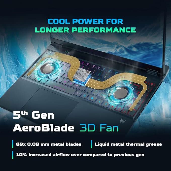 Acer Predator Helios Neo 16 AI, Intel Core Ultra 9 290HX, RTX 5070-8GB, 16GB RAM, 1TB SSD, 16 inch WQXGA IPS, 240Hz, 92Whr, Win 11 Home, RGB Keyboard, Gaming Laptop, UN.U42SI.003, Black – TechCure India