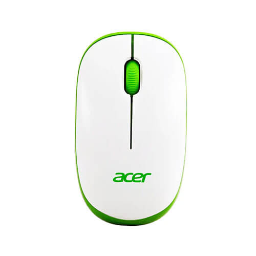 Acer Wireless White and Green Mouse – Model 5W-50611-004 – TechCure India