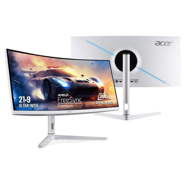 Acer XZ306CX 29.5 Inch (74.93 Cm) Ultrawide 21:9 1500R Curve 2560 X 1080 Pixels LCD Monitor with LED Backlight I 1 MS VRB I 200 Hz I HDR 400 I DCI-P3 93% I AMD Free Sync I 2XHDMI 1XDP I White – TechCure India