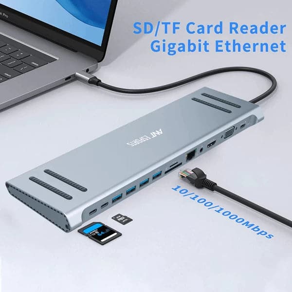 ANT ESPORTS AEC1310 13-In-1 USB Type C Docking Station With HDMI And VGA Port – TechCure India