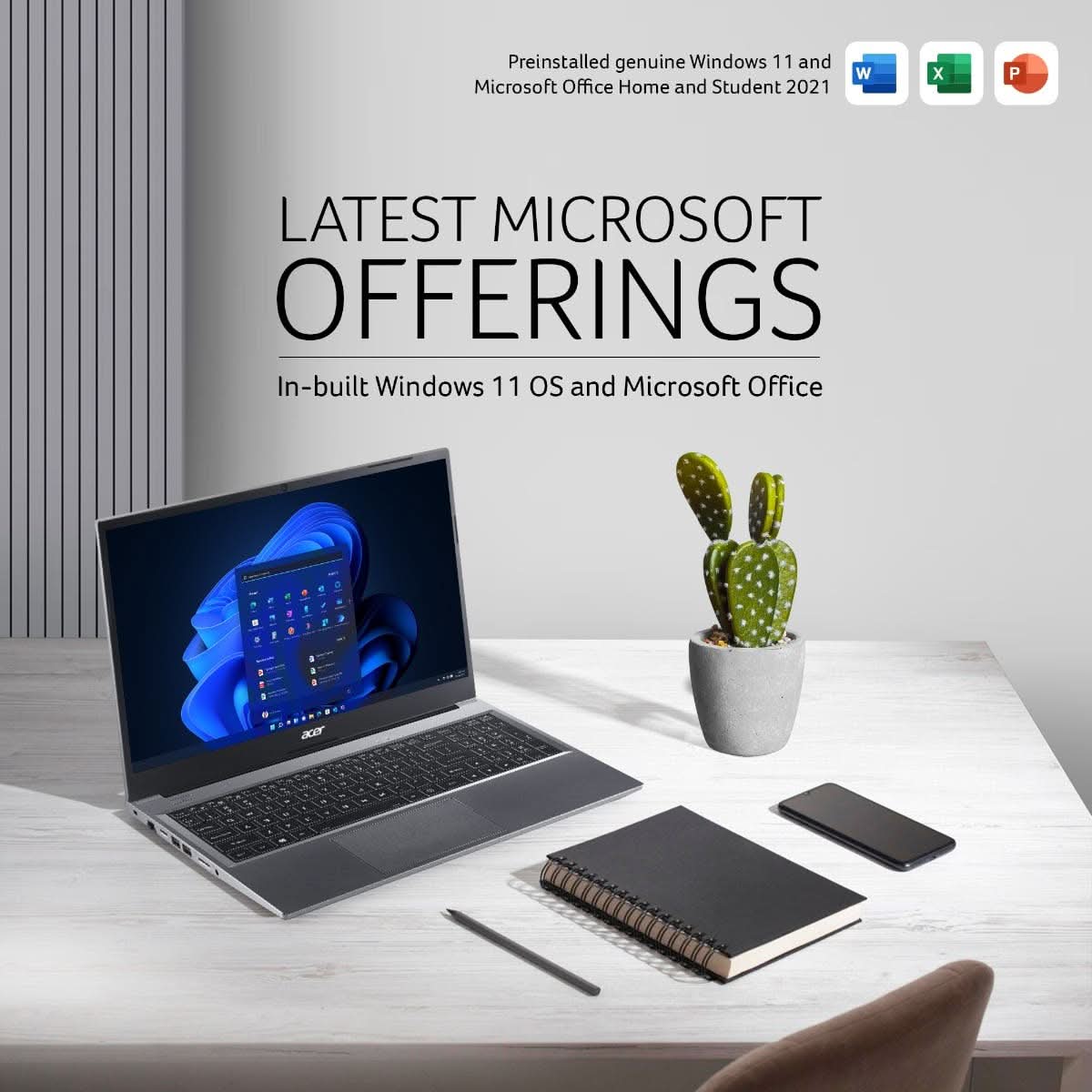Acer, Aspire Lite, AMD Ryzen 3 5300U processor, 8 GB RAM, 512 GB SSD, Full HD IPS, 15.6 Inch, Windows 11 Home, MS Office, Steel Gray, AL15-41, UN.31ZSI.06W – TechCure India