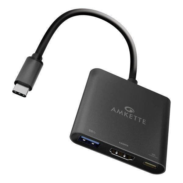 Amkette MultiPort Type C 3 in 1 Hub with 4K HDMI Output to Monitors (Gun Metal) – TechCure India