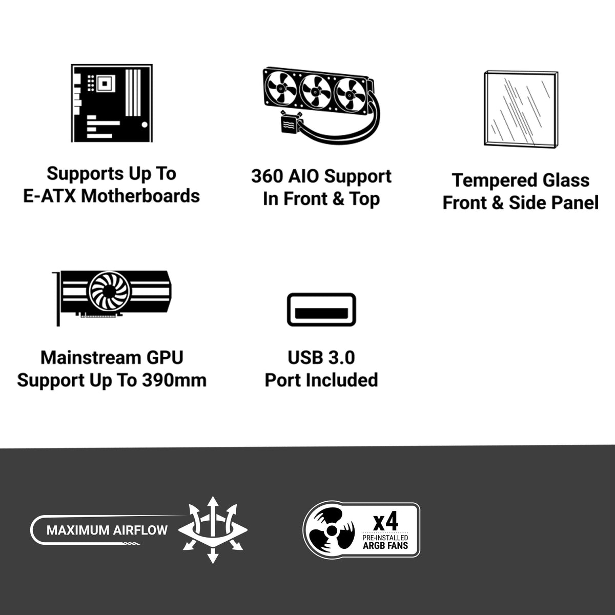 Ant Esports AQUA 360 4F Mid Tower Gaming Cabinet Black – photo 3 – TechCure India