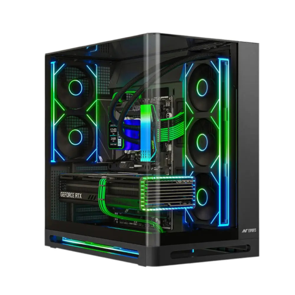 Ant Esports Crystal Arc Pro ATX/M-ATX/ITX Gaming Cabinet Black 5X120mm Fans – TechCure India