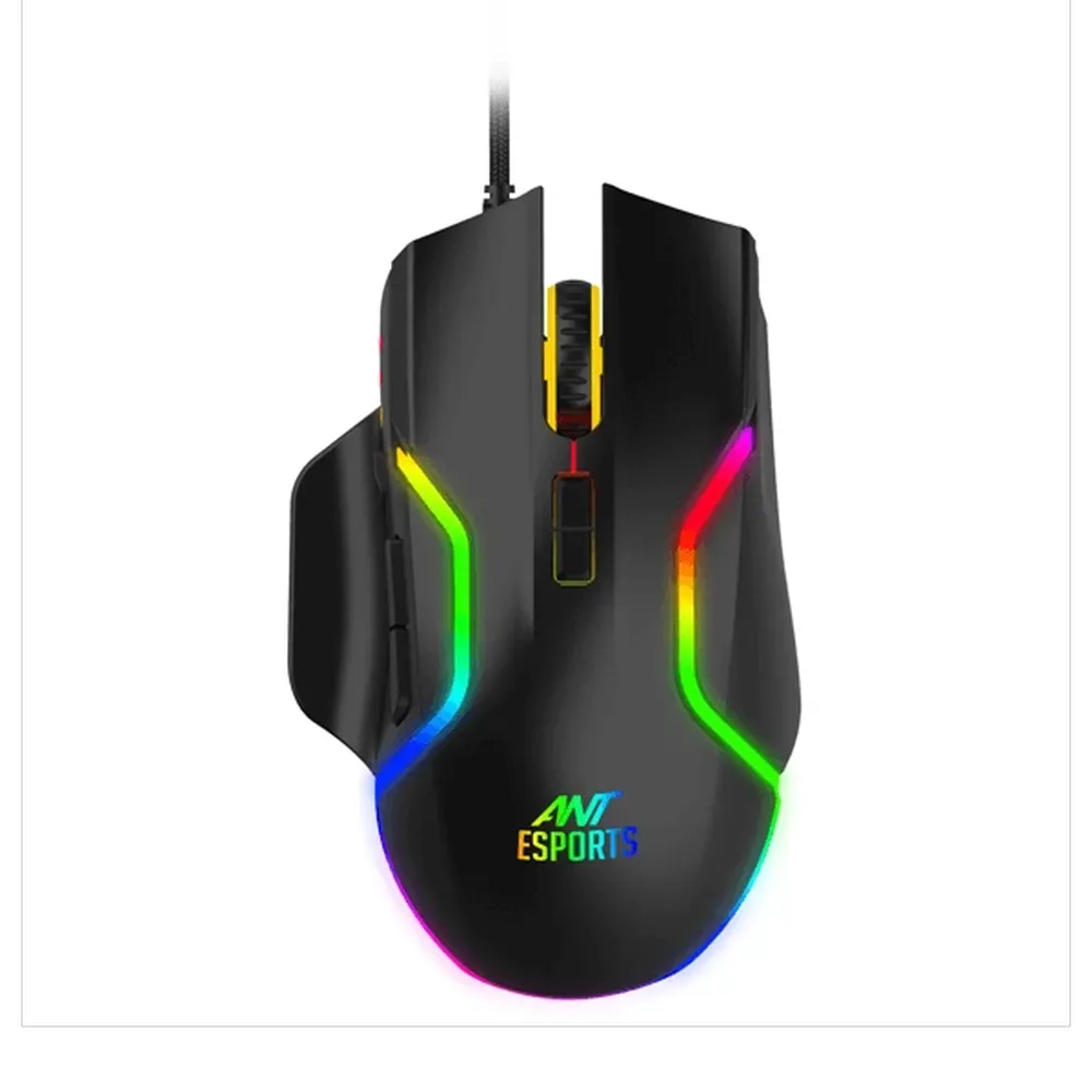 ANT ESPORTS GM340 Wired Ergonomic Gaming Mouse (GM340) (12800DPI) (8 Macro Button) (Black) – TechCure India