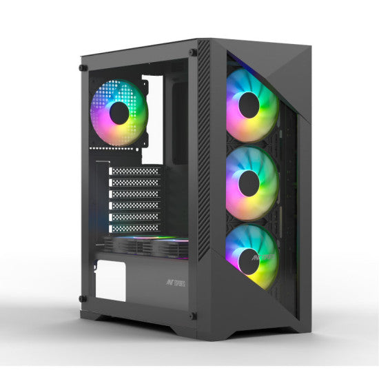 Ant Esports ICE 270G 6F Mid Tower Gaming Cabinet – Black – TechCure India