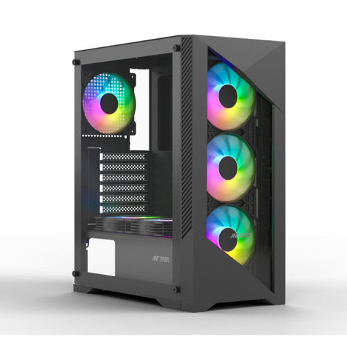 Ant Esports ICE 270G 6F Mid Tower Gaming Cabinet – Black – TechCure India