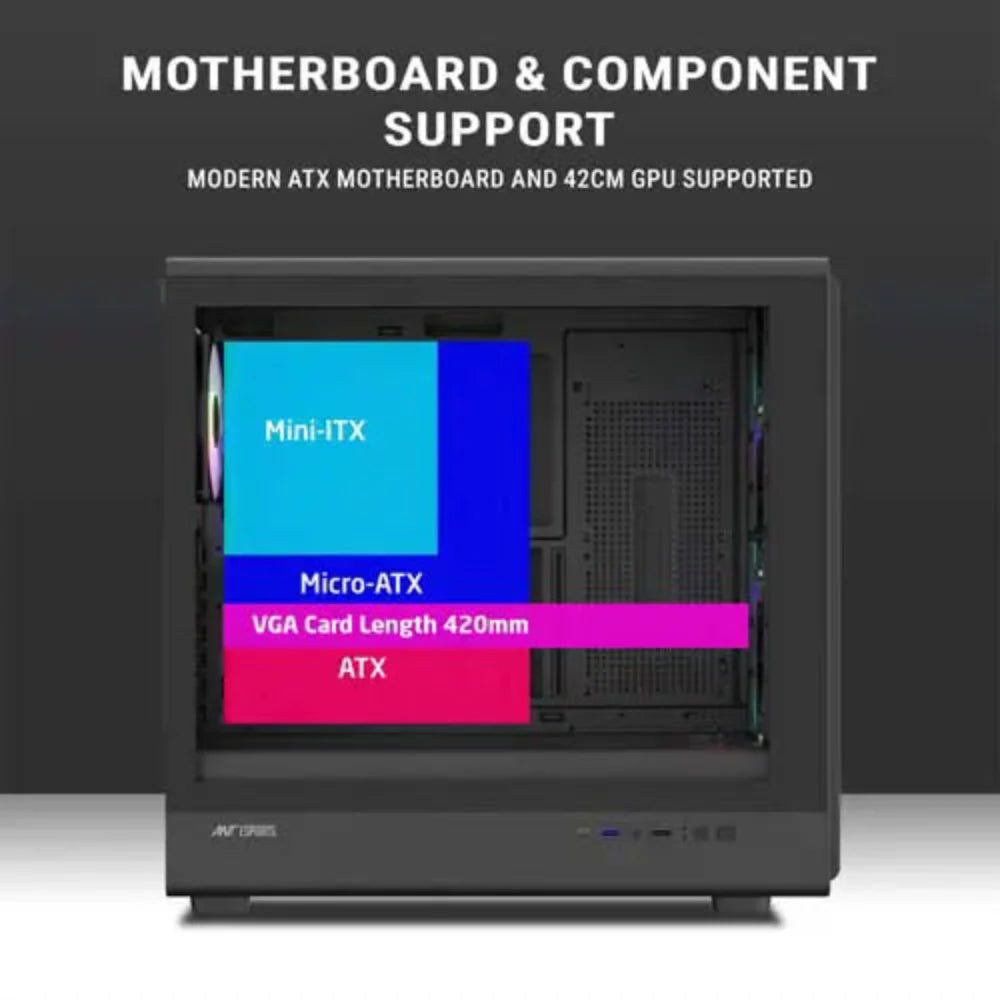 ANT ESPORTS Zen Air ARGB ATX Mid Tower Cabinet ( Black ) – TechCure India
