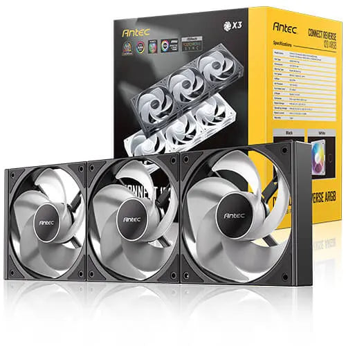 Antec Connect 120 Reverse ARGB Cabinet Fan 3 In 1 Pack (CONNECT120R-BK) – TechCure India