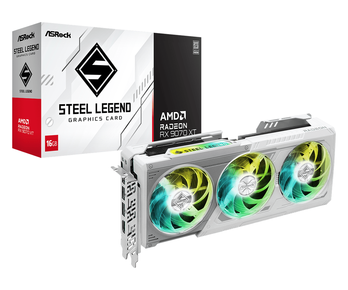 ASRock AMD Radeon RX 9070 XT Steel Legend 16GB White – TechCure India