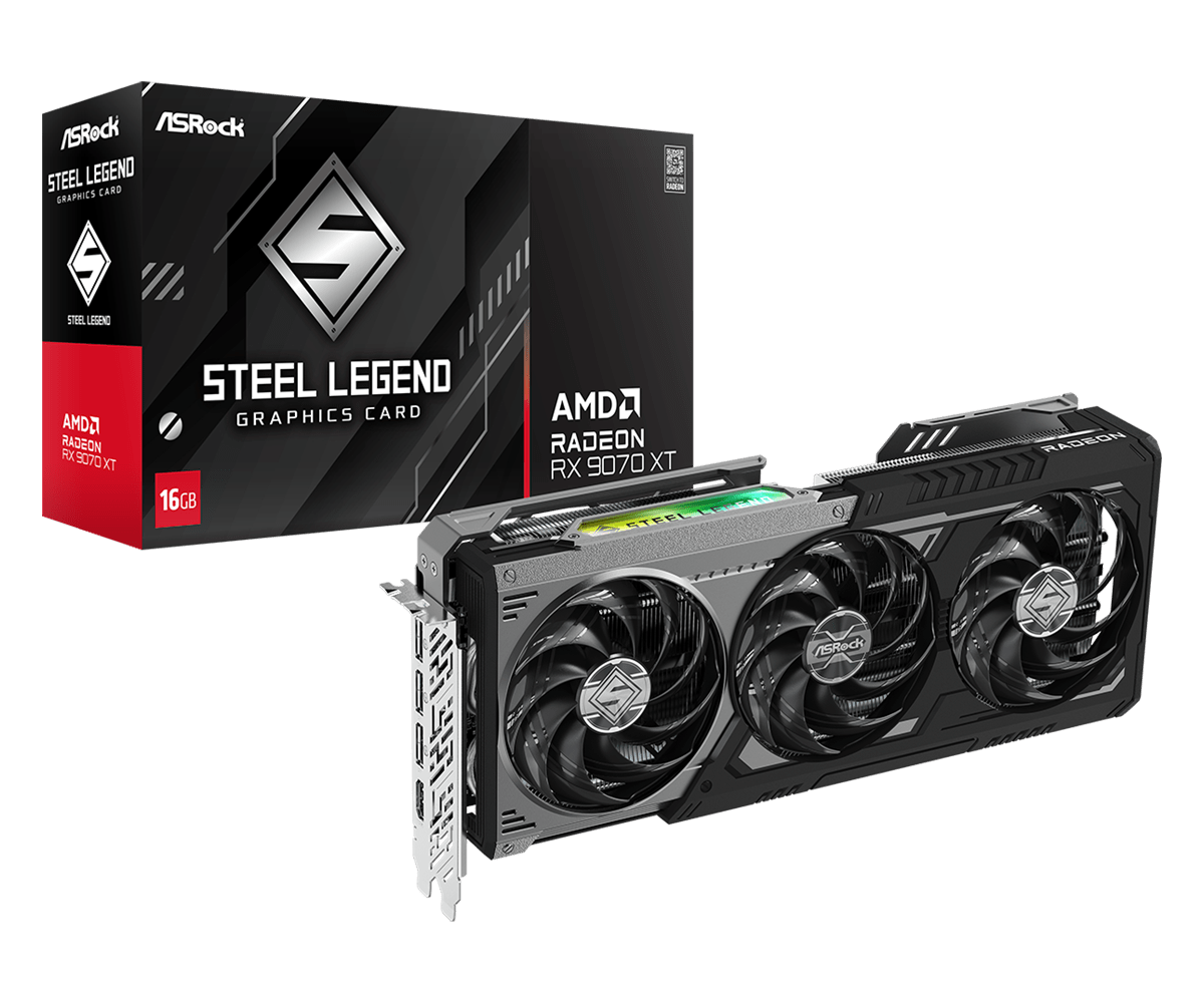 ASRock AMD Radeon RX 9070 XT Steel Legend Dark 16GB – TechCure India