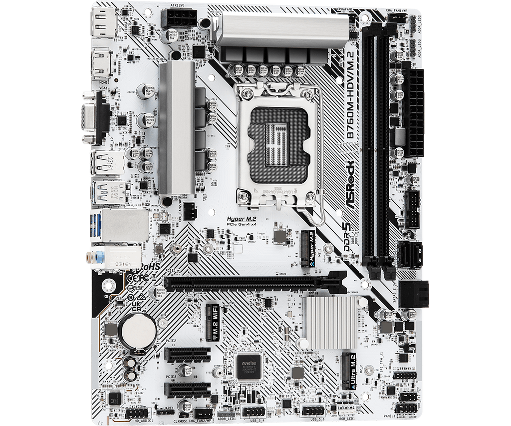 ASROCK B760M-HDV/M.2 DDR5 Intel Motherboard ( White ) – photo 3 – Model B760M-HDV-M-2-D4 – TechCure India