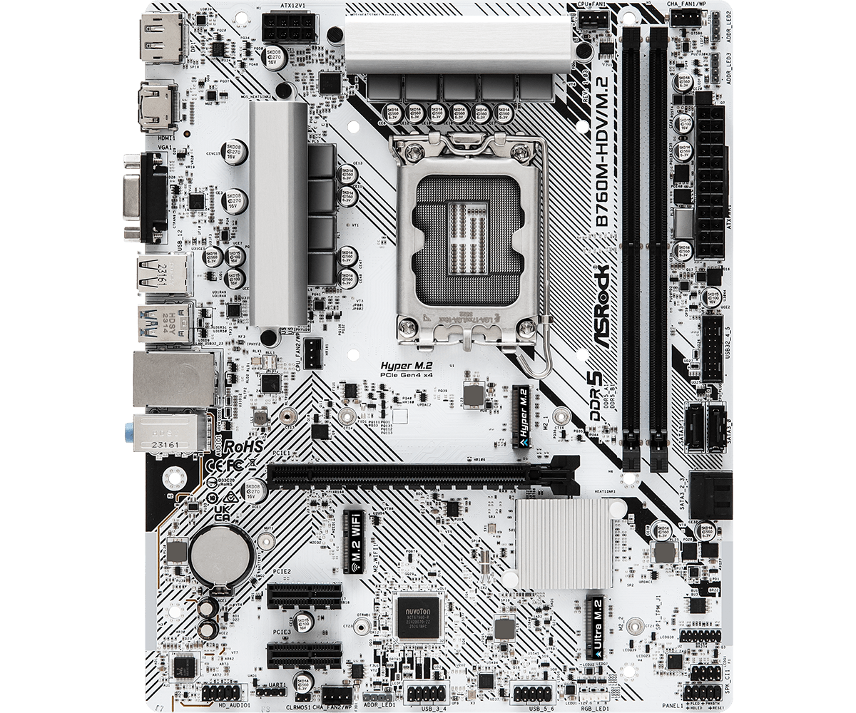 ASROCK B760M-HDV/M.2 DDR5 Intel Motherboard ( White ) – photo 5 – Model B760M-HDV-M-2-D4 – TechCure India