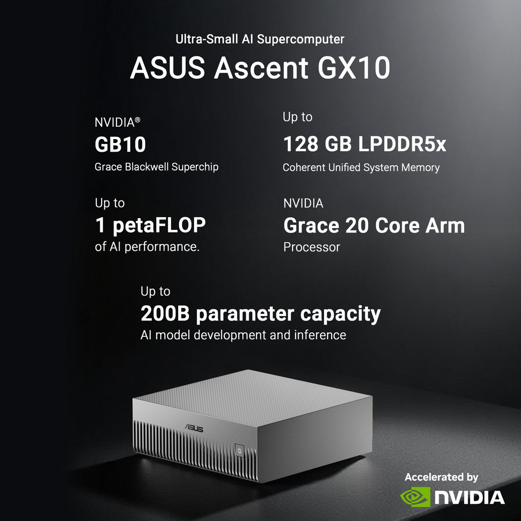 ASUS Ascent GX10 (4TB) Compact Desktop AI Supercomputer – TechCure India