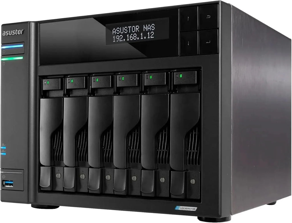 Asustor Lockerstor 6 Gen2+ AS6706T v2 6 Bay NAS Storage, Intel Quad-Core 2.0GHz CPU, Dual 5GbE Ports, 8GB RAM DDR4, 4 M.2 SSD Slots, HDMI, Network Attached Storage – TechCure India