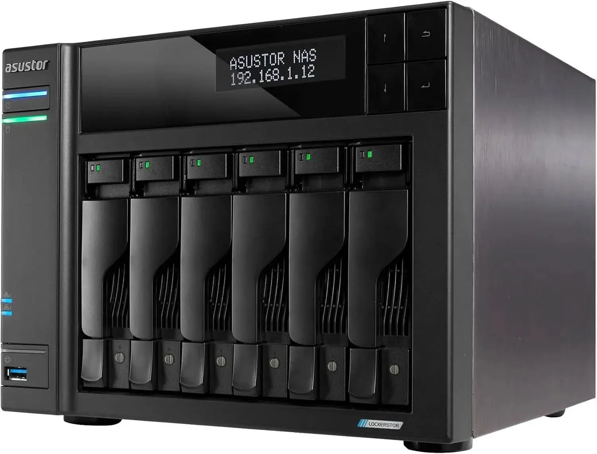 Asustor Lockerstor 6 Gen2+ AS6706T v2 6 Bay NAS Storage, Intel Quad-Core 2.0GHz CPU, Dual 5GbE Ports, 8GB RAM DDR4, 4 M.2 SSD Slots, HDMI, Network Attached Storage – TechCure India