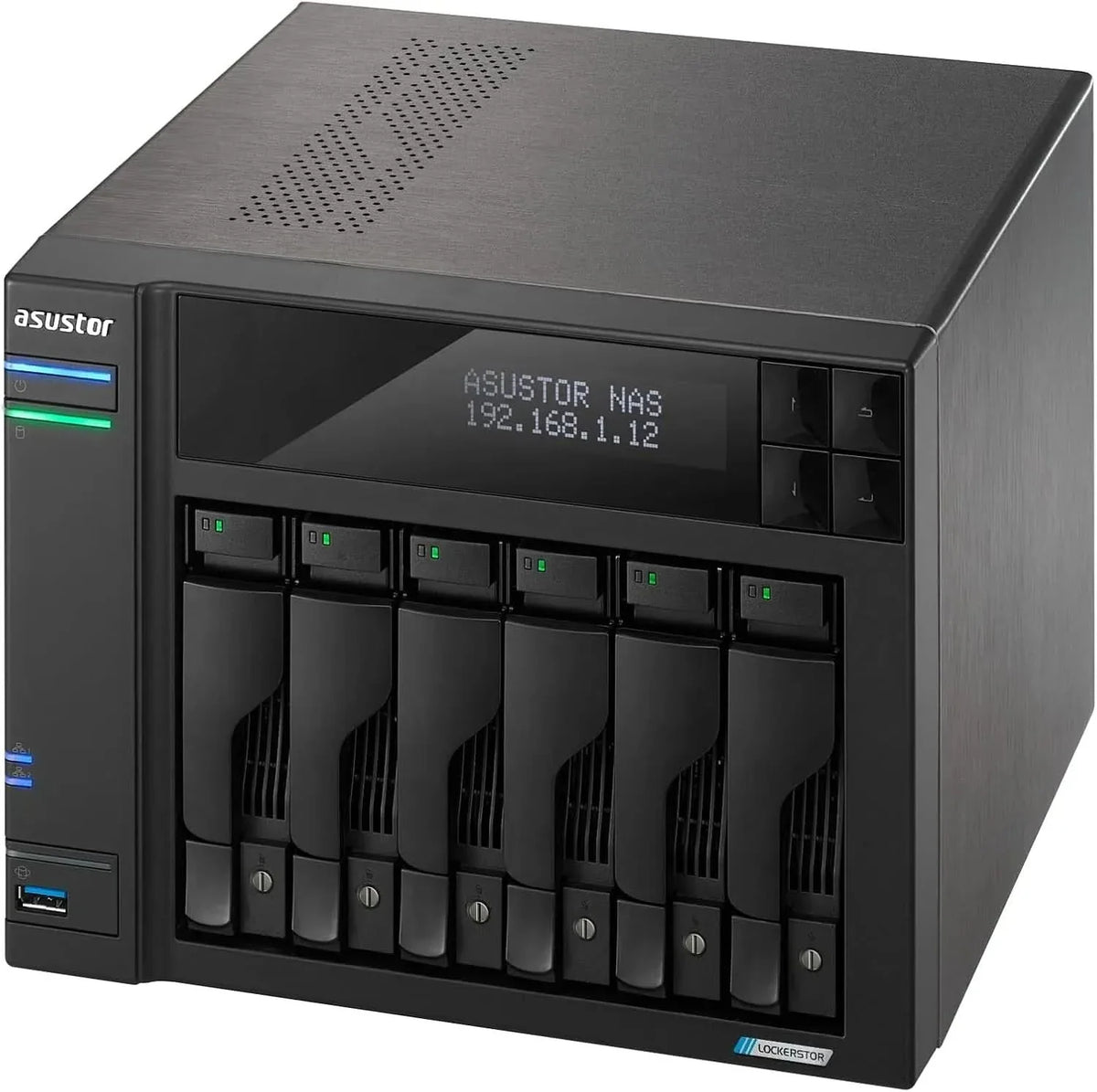 Asustor Lockerstor 6 Gen2+ AS6706T v2 6 Bay NAS Storage, Intel Quad-Core 2.0GHz CPU, Dual 5GbE Ports, 8GB RAM DDR4, 4 M.2 SSD Slots, HDMI, Network Attached Storage – TechCure India