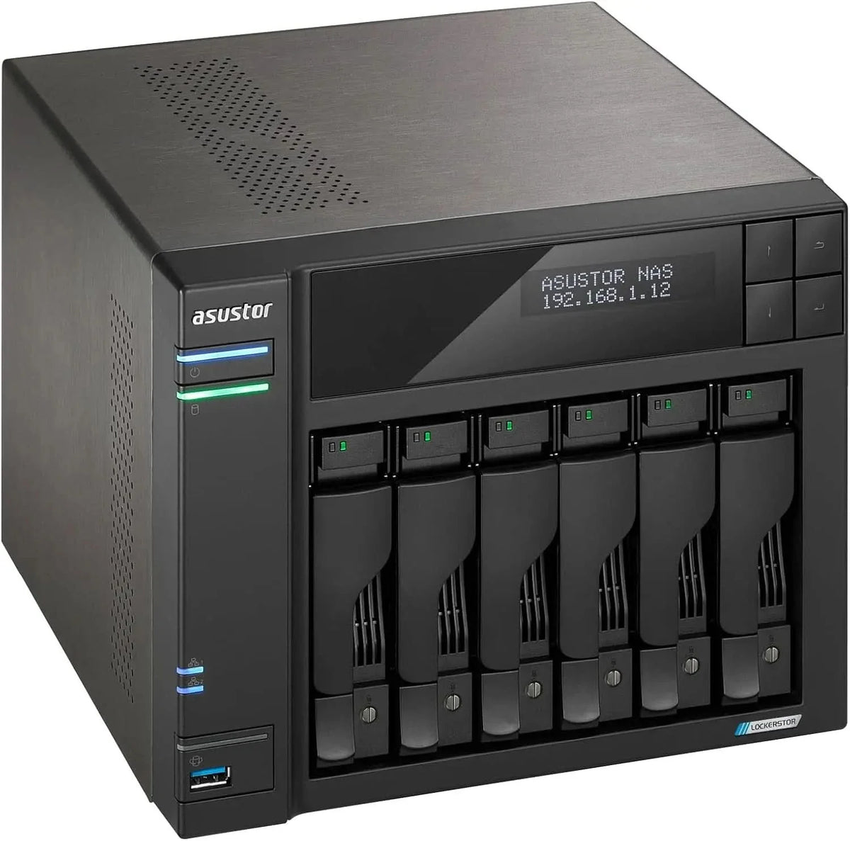 Asustor Lockerstor 6 Gen2+ AS6706T v2 6 Bay NAS Storage, Intel Quad-Core 2.0GHz CPU, Dual 5GbE Ports, 8GB RAM DDR4, 4 M.2 SSD Slots, HDMI, Network Attached Storage – TechCure India