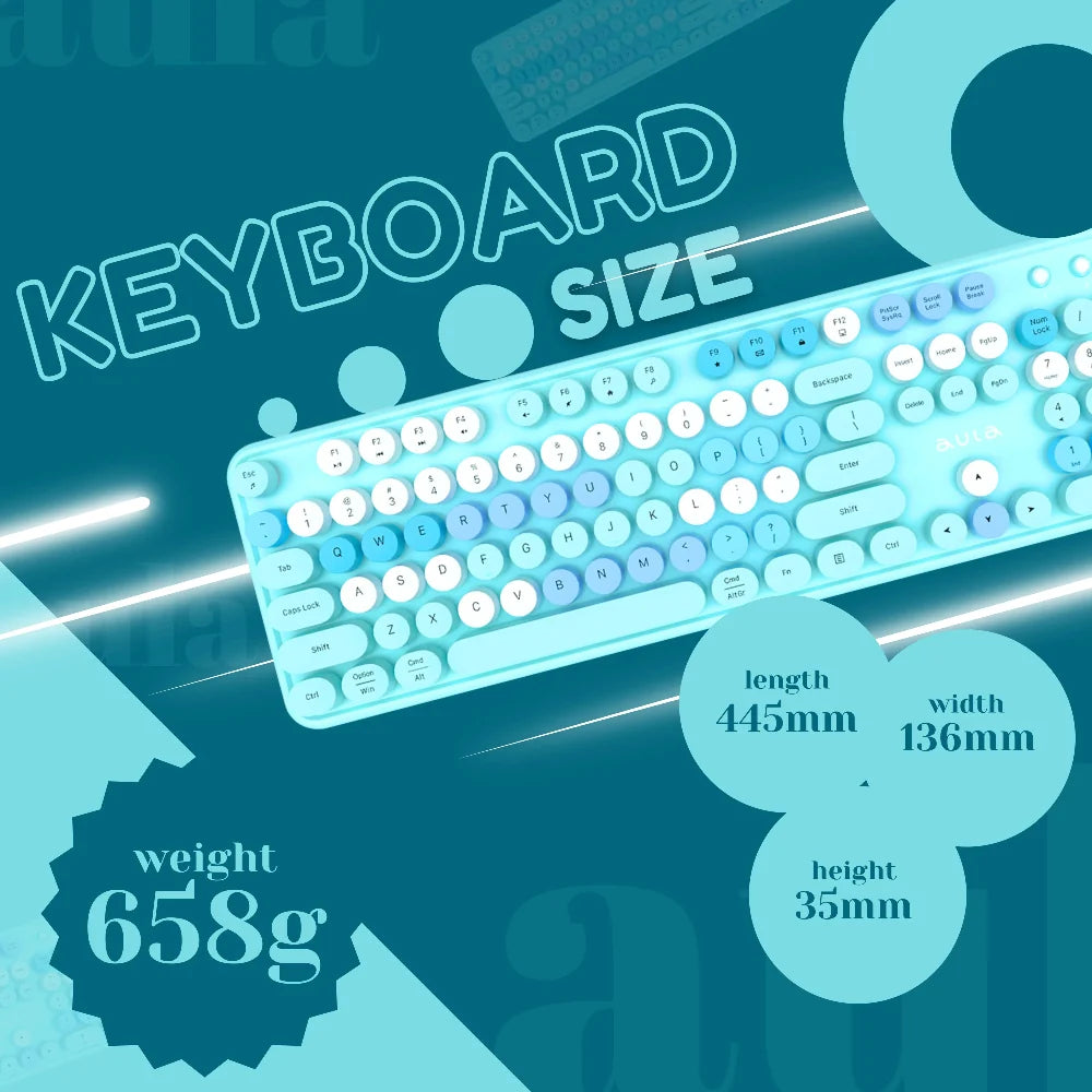 AULA AC306 Full Size Membrane Wireless Gaming Keyboard and Mouse Combo ( Mix Blue ) (AC306) – photo 5 – TechCure India