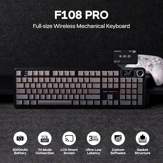 AULA F108 Gradient Grey Wireless Mechanical Gaming Keyboard – TechCure India