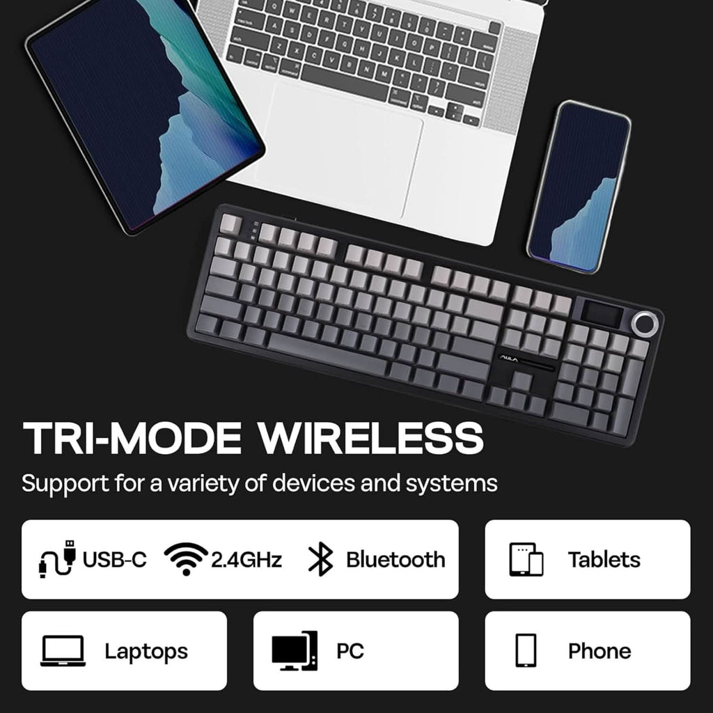 AULA F108 Gradient Grey Wireless Mechanical Gaming Keyboard – TechCure India