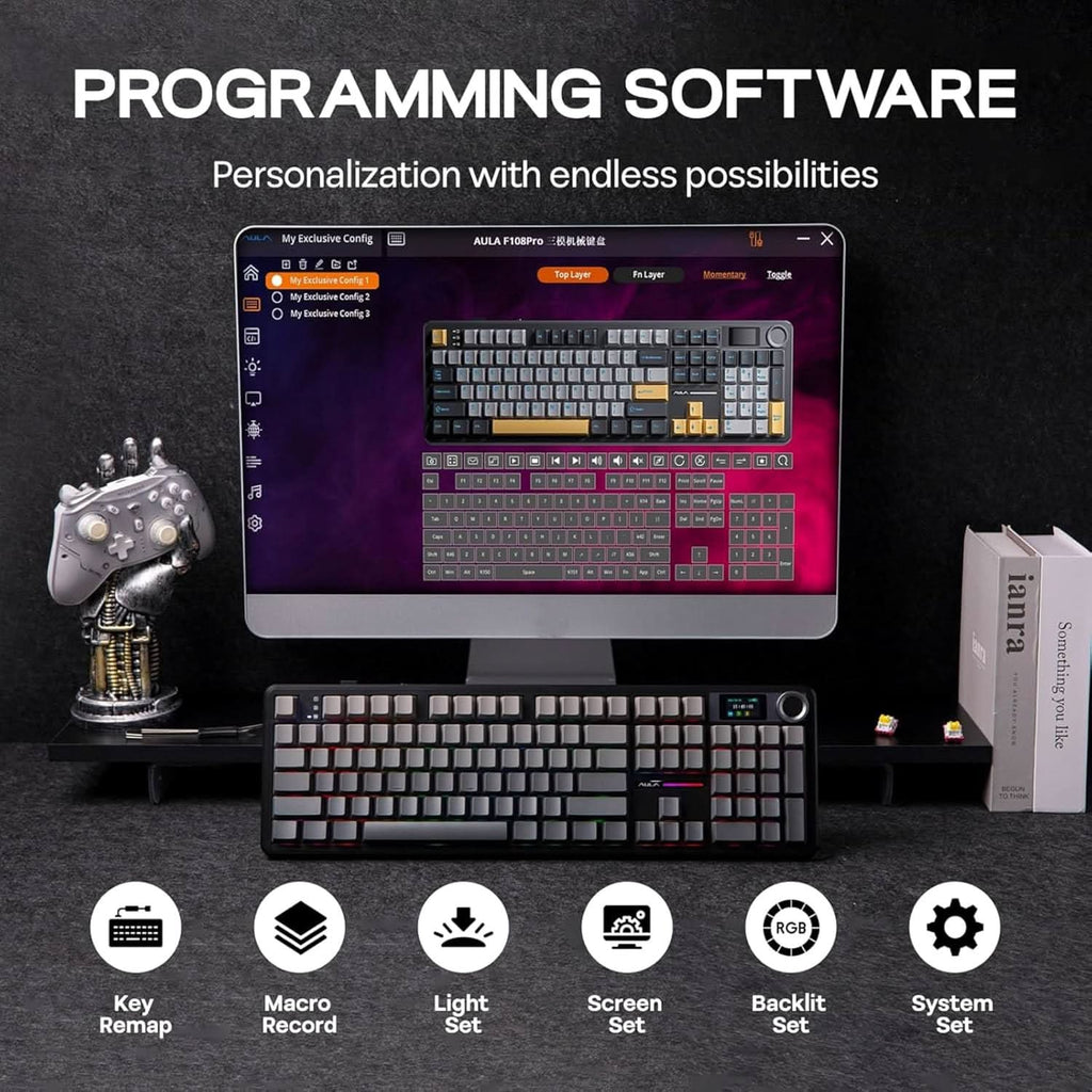 AULA F108 Gradient Grey Wireless Mechanical Gaming Keyboard – TechCure India