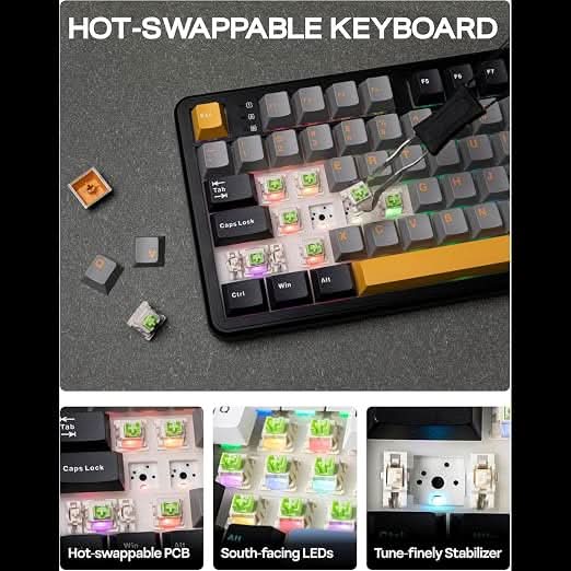 AULA F108 Grey Yellow Wireless Mechanical Gaming Keyboard – TechCure India