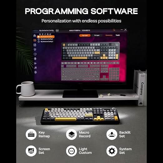 AULA F108 Grey Yellow Wireless Mechanical Gaming Keyboard – TechCure India