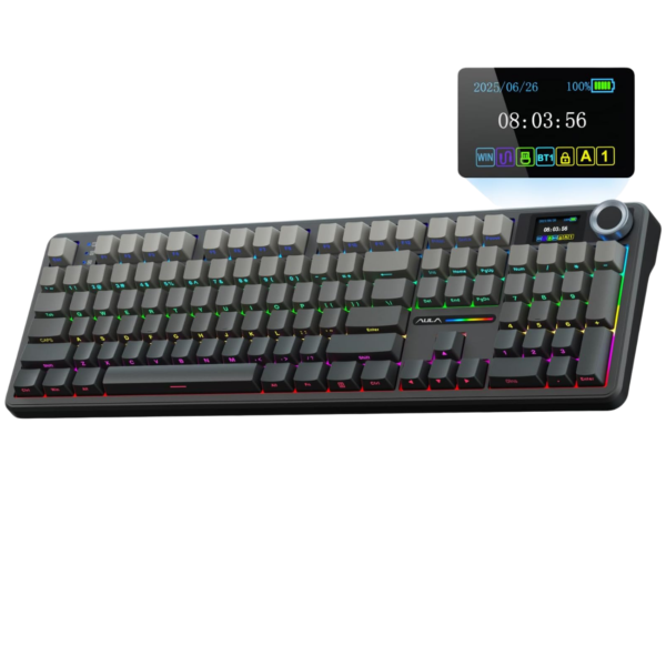 AULA F108 Pro Wireless Mechanical Gaming Keyboard – Gradient Gray – TechCure India
