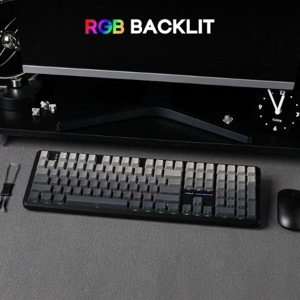 AULA F108 Tri-Mode Wireless Mechanical Gaming Keyboard, Gradient Grey, Nimbus Linear Switch, RGB Backlit, Hot-Swappable, Full Size – TechCure India