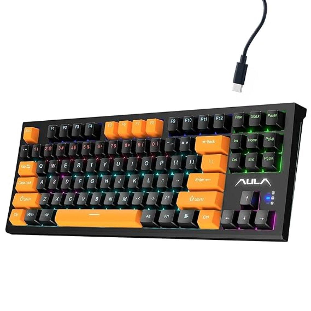 AULA F3032 RGB Tenkeyless Wired Mechanical Gaming Keyboard ( Red Switch ) ( Orange+Black )( F3032OBRd ) – TechCure India