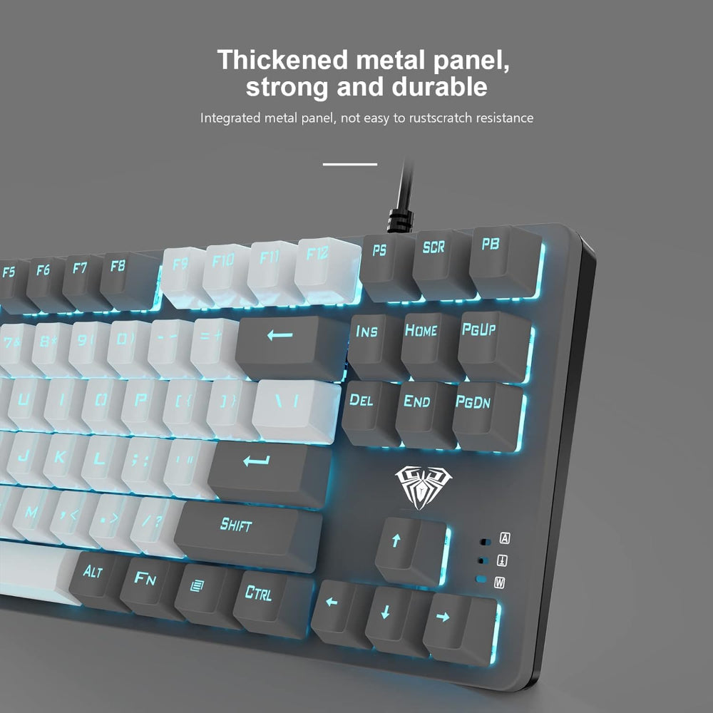 AULA F3287 Tenkeyless Wired Mechanical Gaming Keyboard ( Grey/White ) ( Blue Switch ) ( F3287GW ) – photo 4 – TechCure India