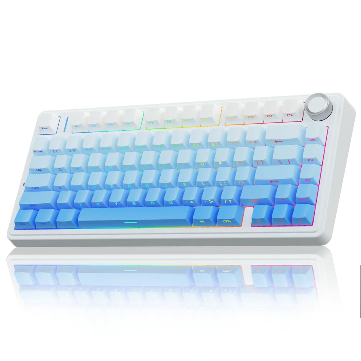 AULA F75 SIDE ENGRAVED MECHANICAL KEYBOARD WHITE + GRADIENT BLUE STAR VECTOR SWITCH – TechCure India