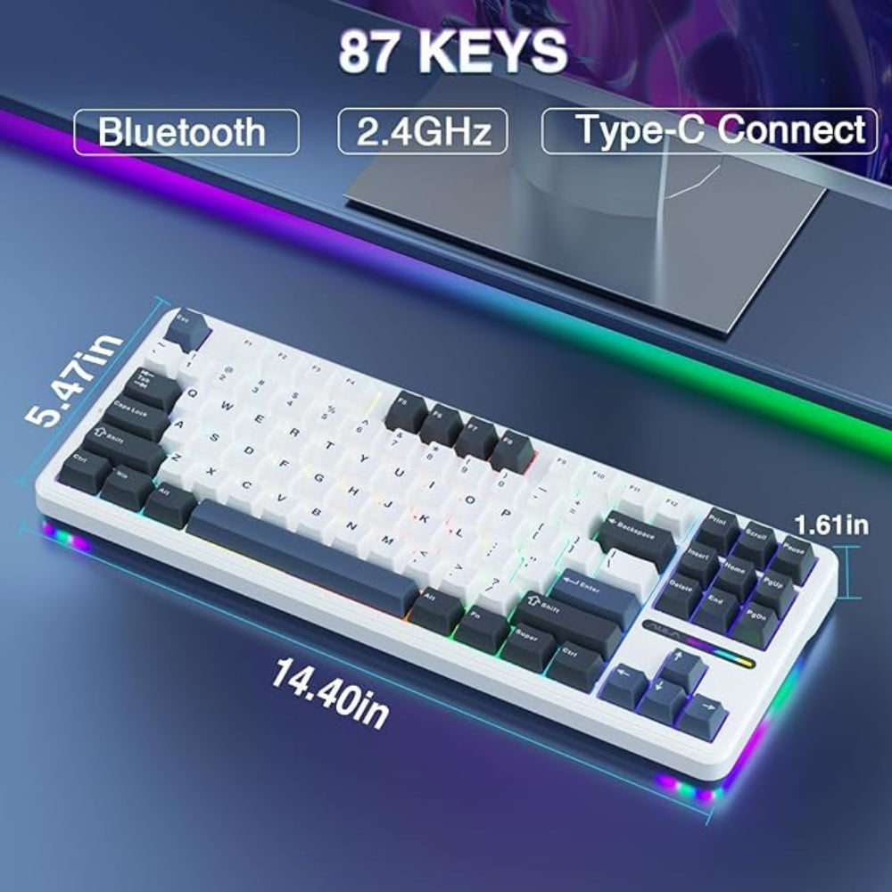 AULA F87 75% Wireless Mechanical Gaming Keyboard ( Smoke Blue ) ( Graywood Switch ) ( F87UW ) – photo 6 – TechCure India