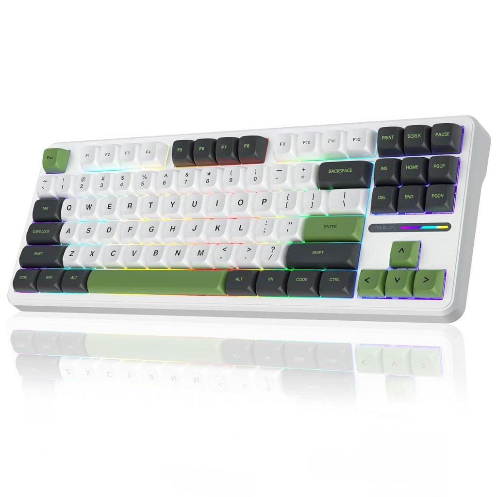AULA F87 GREEN WHITE SWITCH MECHANICAL GAMING KEYBOARD – TechCure India