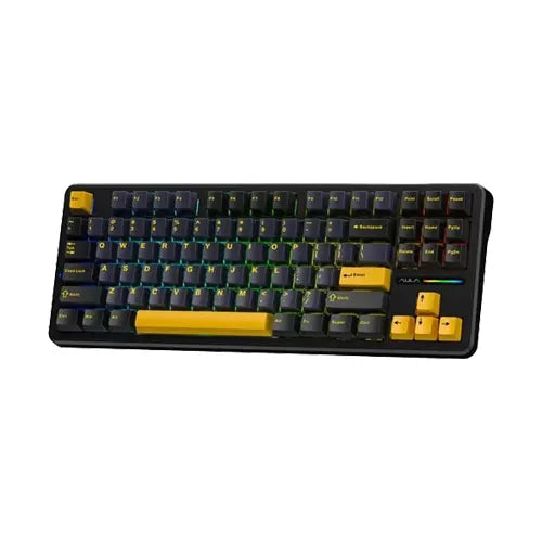 Aula F87 Wireless Tri Mode RGB Mechanical Gaming Thunder Black Keyboard With Graywood Switch – TechCure India