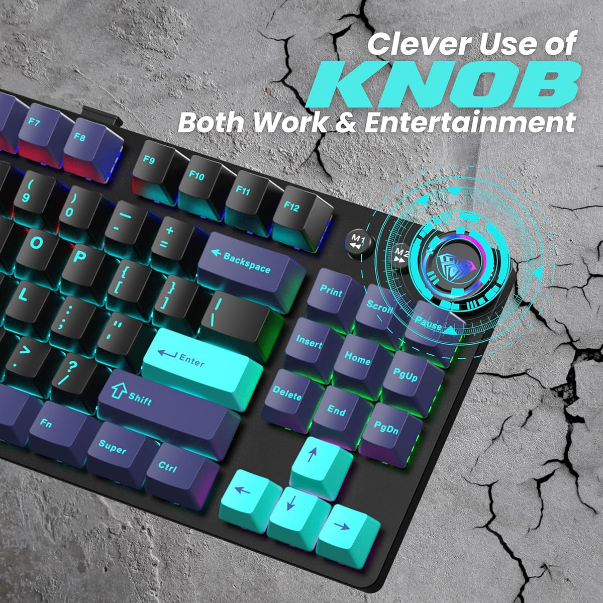 AULA M75 TRI-MODE (2.4G/BLUETOOTH/WIRED) HOT SWAPPABLE RGB, BLUE+BLACK+GREEN, Without Software – TechCure India