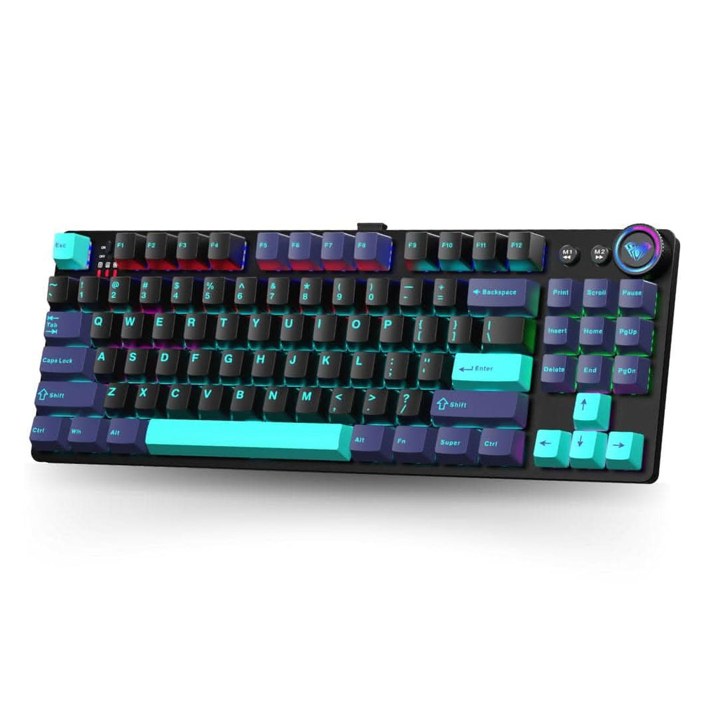 AULA M75 TRI-MODE (2.4G/BLUETOOTH/WIRED) HOT SWAPPABLE RGB, BLUE+BLACK+GREEN, Without Software – TechCure India
