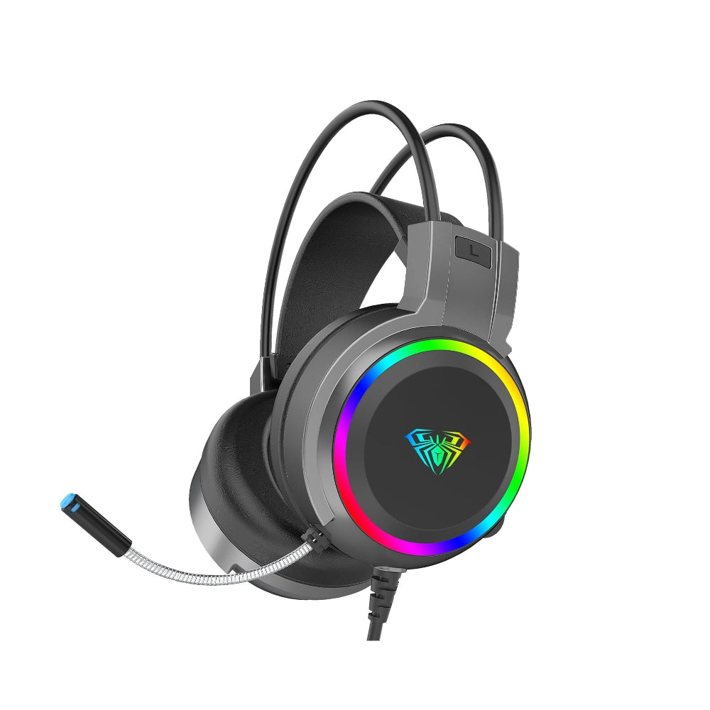 AULA S608 Wired Stereo RGB Gaming Headphone ( Black ) ( PC/Gaming Console/Mobile ) ( S608B ) – TechCure India